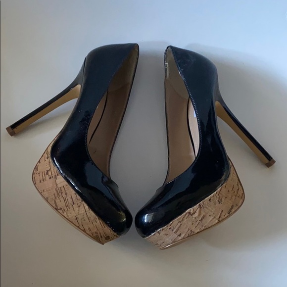 Steve Madden Shoes - Steve Madden Cork Bottom Black Patent Heels